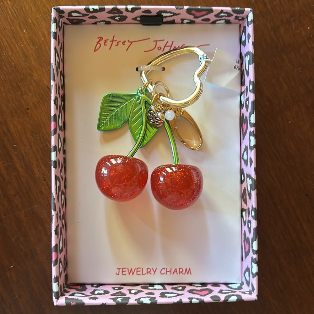NIB Betsey Johnson cherry bag charm /keychain